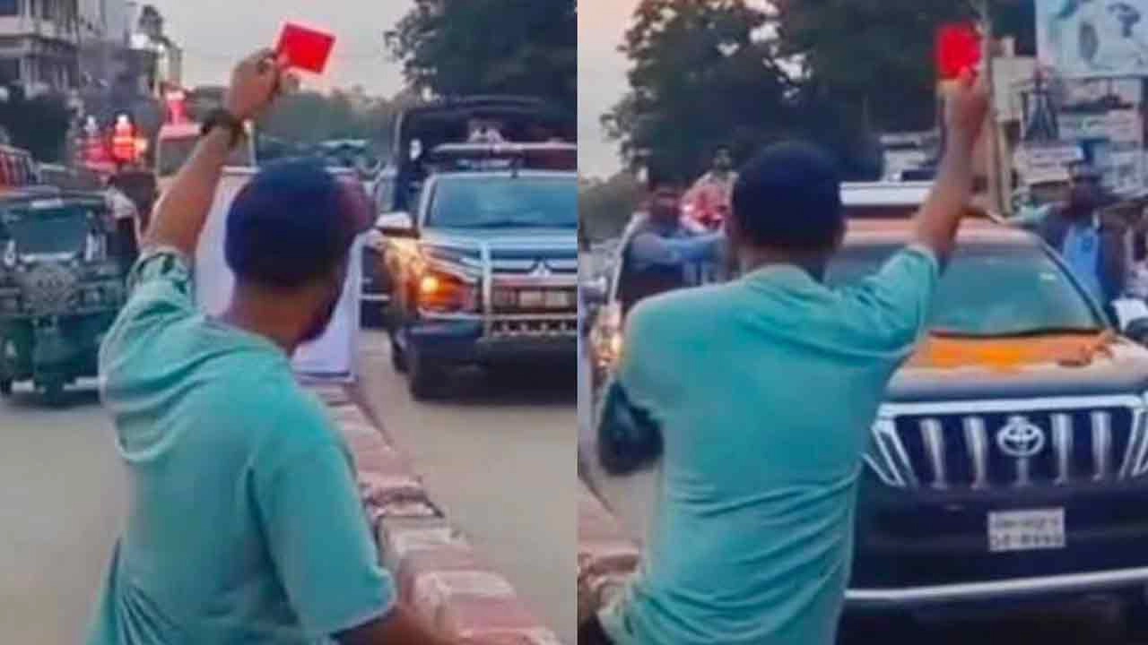 লংমার্চের গাড়িবহরকে লাল কার্ড, কারণ জানালেন ছাত্রদল নেতা